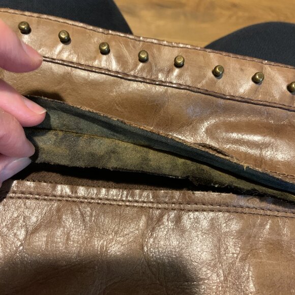 Vince Camuto Bollo Distressed Leather Studded Riding Boots Brown Size 8B/38 - Picture 14 of 16